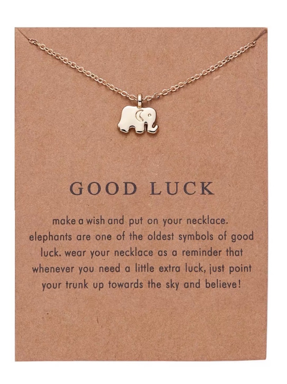 Gold Elephant Pendant Necklace - Good Luck Charm